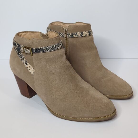 Vionic Upright Upton Taupe Suede Leather Ankle Booties Size 11 - Picture 13 of 13